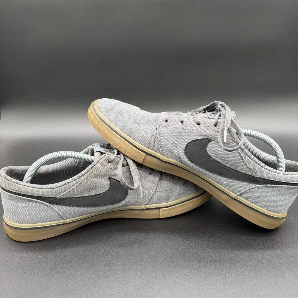 Nike SB Portmore II 2 Solar CNVS Gray/Wht Canvas Skateboard Shoes Men's Size 12